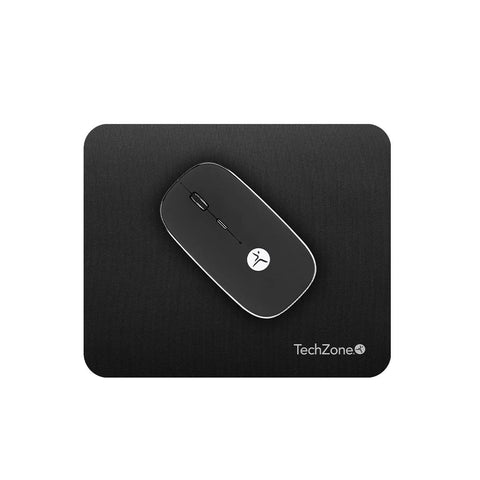 Mouse SLIVEBLACK Recargable TechZone TZACMOI30 - Receptor Dual Tipo C y USB-A con Mousepad Incluido - Ajuste hasta 1600 DPI - Kit Completo