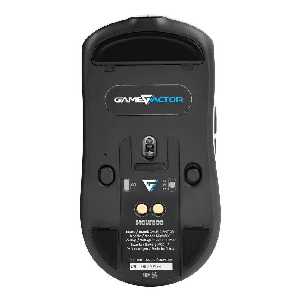 Mouse Game Factor Inalambrico Wireless 2.4G+Bt, Pixart 3395, 26K Dpi, 4K Hz Base Rgb 56G (Mow800-Wh)
