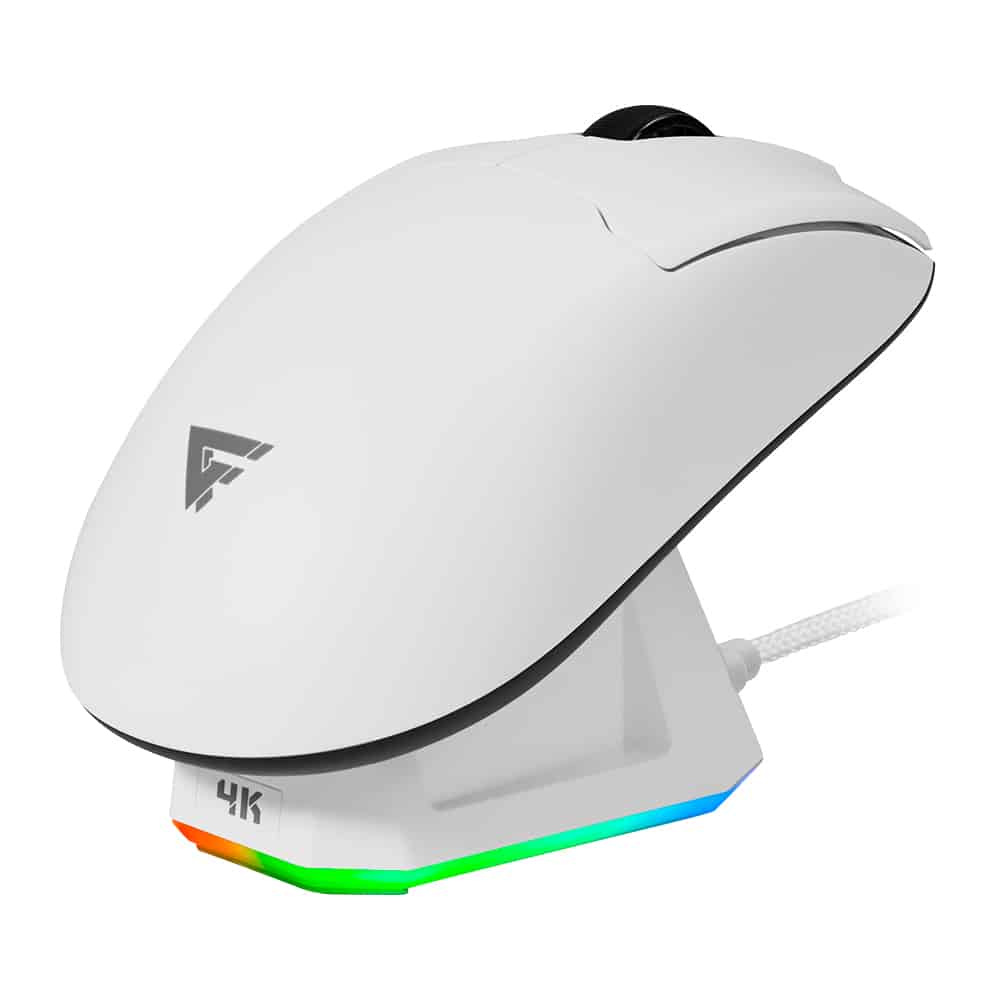 Mouse Game Factor Inalambrico Wireless 2.4G+Bt, Pixart 3395, 26K Dpi, 4K Hz Base Rgb 56G (Mow800-Wh)