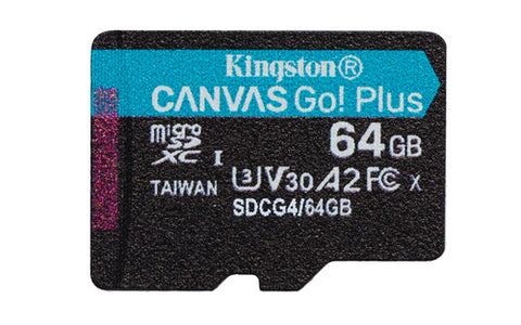 Memoria Flash Micro Sd Kingston Sdxc Canvas Go Plus 64Gb 200Mb/S Uhs-I U3 V30 Con Adaptador (Sdcg4/64Gb)