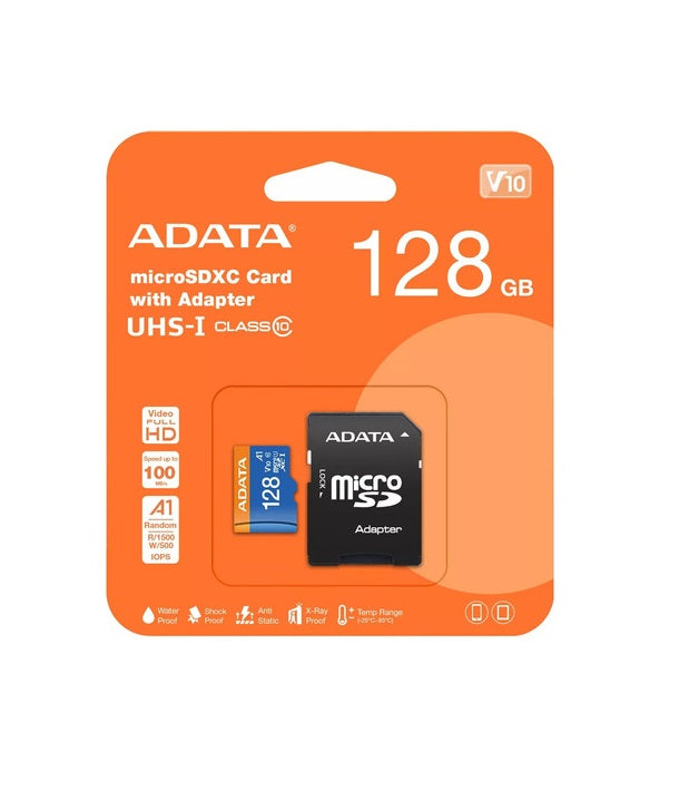 Memoria Micro Sdxc 128gb Adata Clase 10 Video Full Hd V10 - (Ausdx128guicl10a1-Ra1)