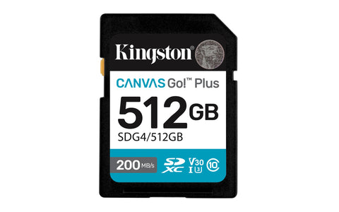 Memoria Sdxc Kingston 512Gb Canvas Goplus G4 C10 Uhs-I V30 (SDG4/512GB)