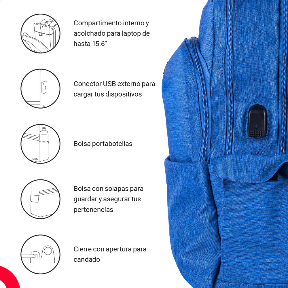 Mochila Backpack Tech Zone Courage Tz21Lbp10 Para Laptop De 15.6"