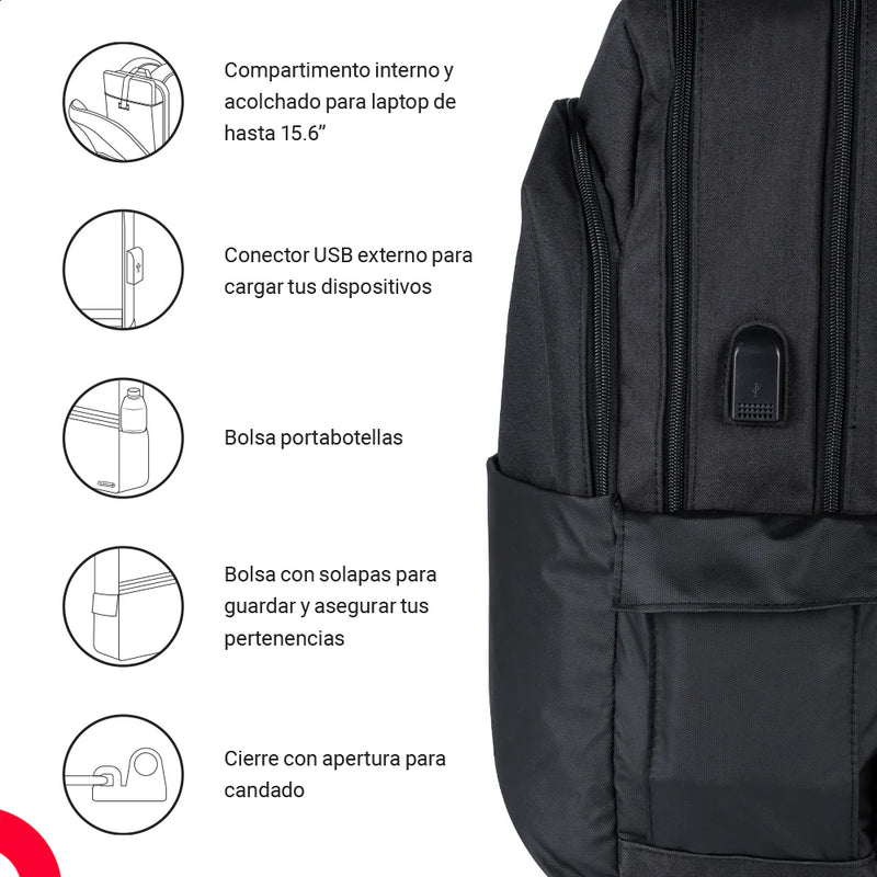 Mochila Backpack Tech Zone Courage Tz21Lbp11 Para Laptop De 15.6"