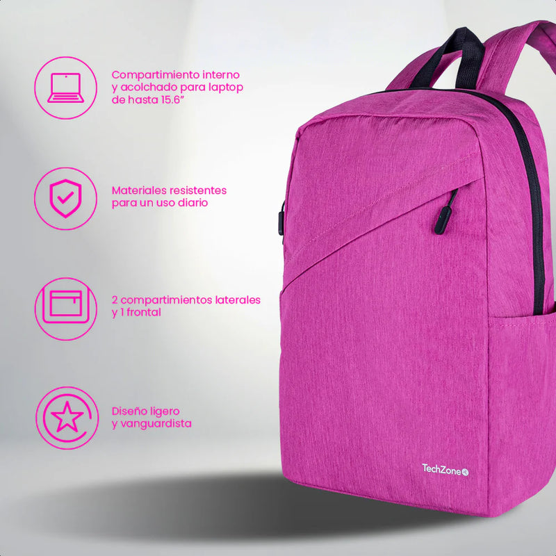 Mochila Backpack Techzone Classic  Tzlbp43015B-R  Para Laptop De 15.6 Rosa