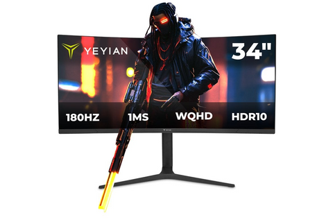 Monitor Gamer Curvo Yeyian YMC-FV234-M1 34" WQHD (2K) 180Hz 1ms | FreeSync/G-Sync Compatible & HDR10