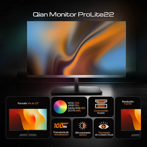 Monitor Pro Lite Qian 22" Flat 100 Hz, 1 Hdmi, 1 Vga