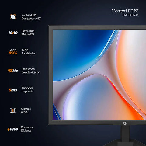 Monitor Qian Office Mate 19"  1 Hdmi, 1 Vga, 75Hz