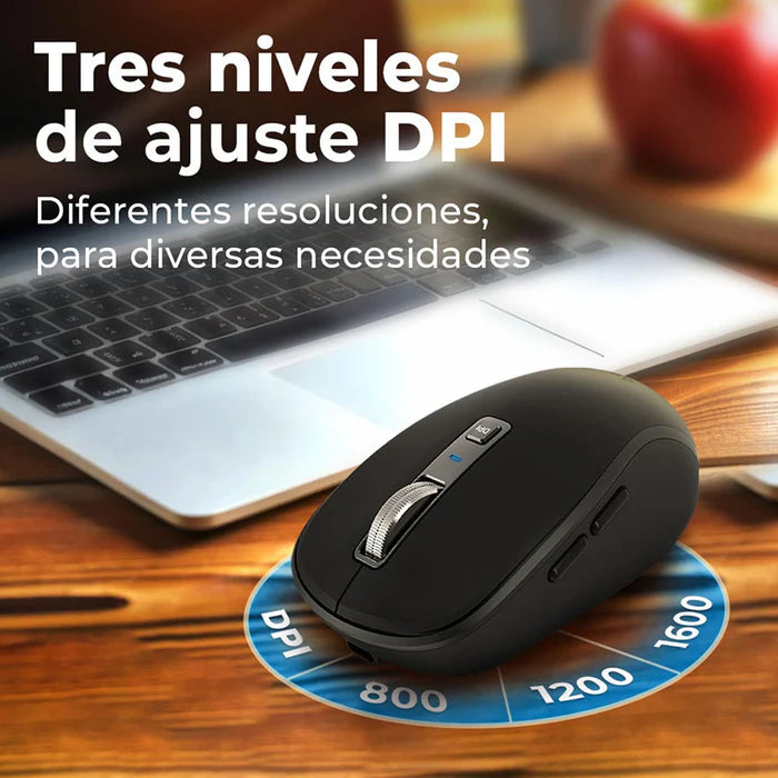 Mouse ACTECK OPTIMIZE TRIP PRO MI580 Inalambrico USB 2.4 GHz + BT 1600dpi 6 Botones Ergonomico Negro AC-939591