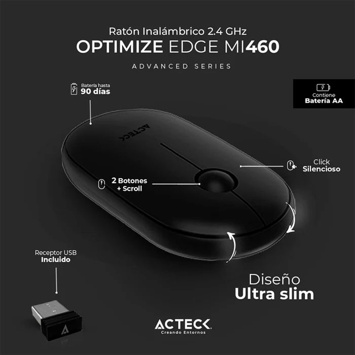 Mouse Acteck Optimize Edge Mi460 Inalambrico Negro Ac-934091