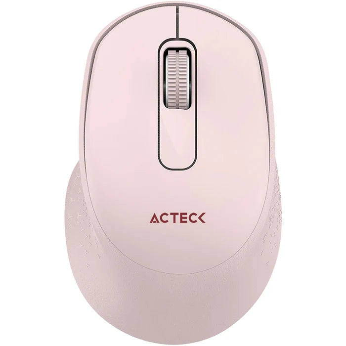 Mouse Acteck Optimize Ergo Mi470, Inalambrico,  Receptor Usb,  Optico 1600 Dpi Ajustable 2 Botones, Ergonomico, Click Silencioso -  Rosa  AC-939881