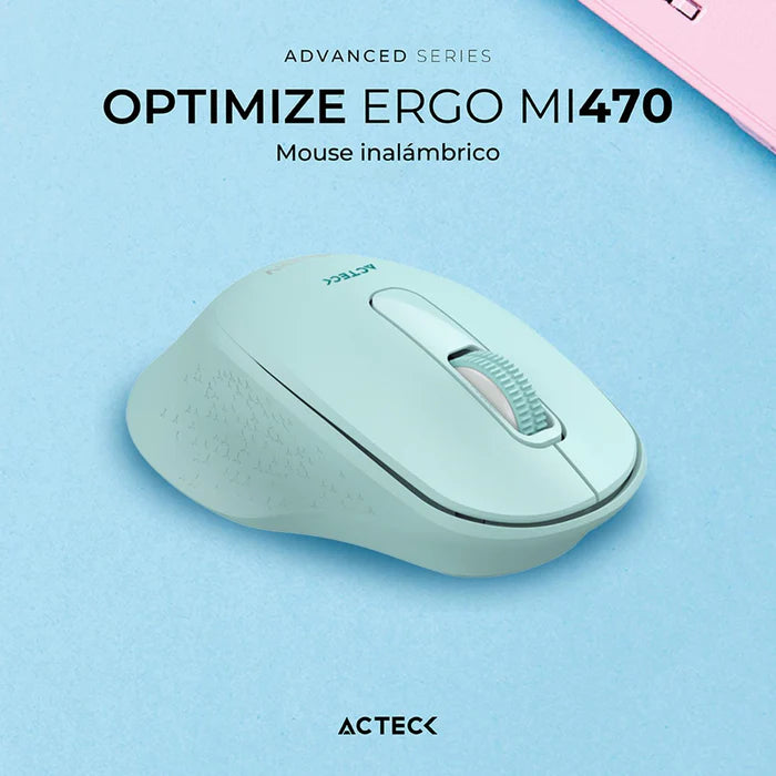 Mouse Acteck Optimize Ergo Mi470, Inalambrico, Receptor Usb, Optico,  1600 Dpi Ajustable,  Click Silencioso,  AC-939898