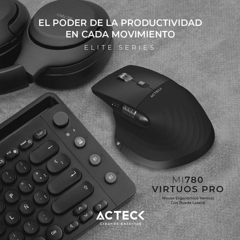 Mouse Ergonomico Virtuos Mi780 2.4Ghz+2Modos Bt 3,000 Dpi, Scrollusb Ac-936187