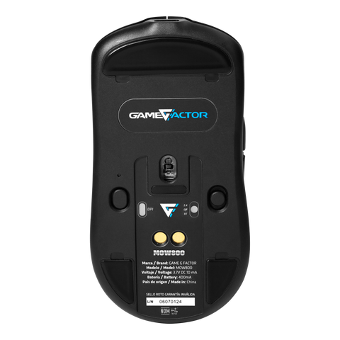 Mouse Game Factor Inalambrico Wireless 2.4G+Bt, Pixart 3395, 26K Dpi, 4K Hz Base Rgb 56G (Mow800-Bk)