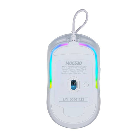 Mouse Gamer Game Factor Mog530-Wh Rgb Sensor Pixart 3327 12,000 Dpi 6200 Fps Con Software Blanco