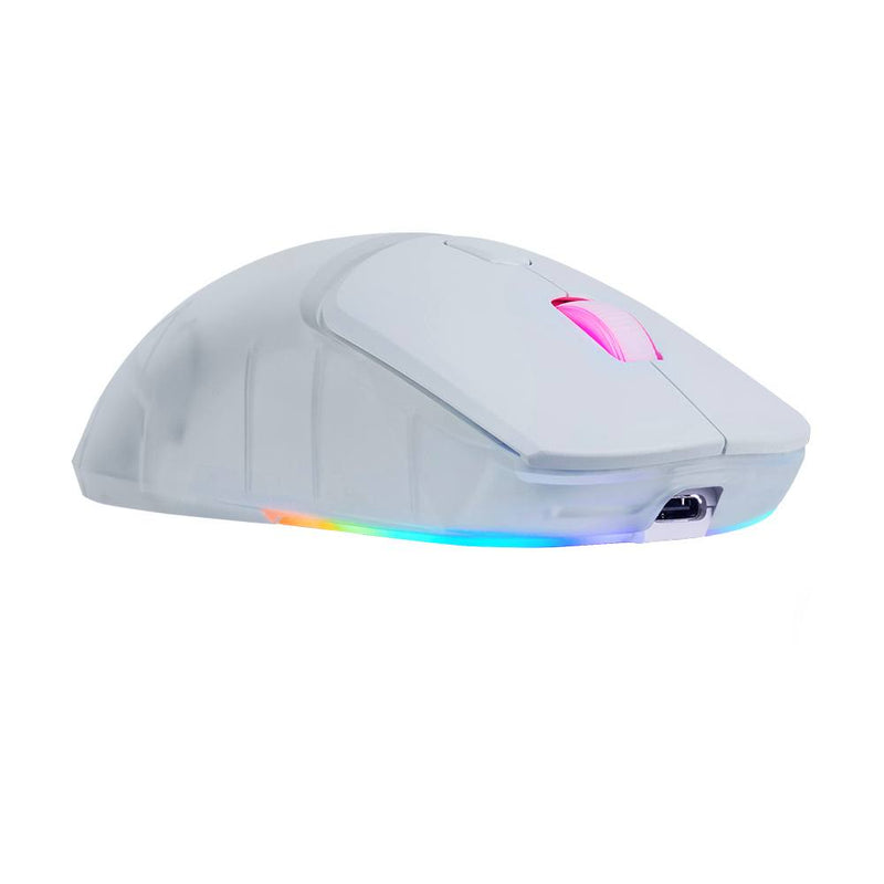 Mouse Gamer Game Factor Mow700-Wh Rgb Óptico 26000 Dpi Inalámbrico 2.4Ghz Y Bt 3 Carcasas Blanco