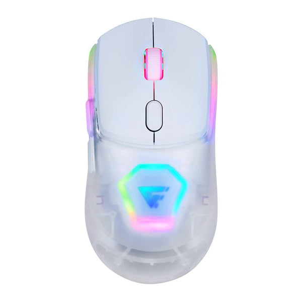 Mouse Gamer Game Factor Mow700-Wh Rgb Óptico 26000 Dpi Inalámbrico 2.4Ghz Y Bt 3 Carcasas Blanco