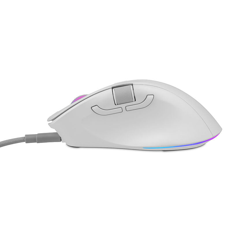 Mouse Gamer Getttech Inalambrico Cableado Blanco Rgb 6400 Dpi Ergonomico 1000Hz 7 Botones (GGM-RGBTR-01-WH)