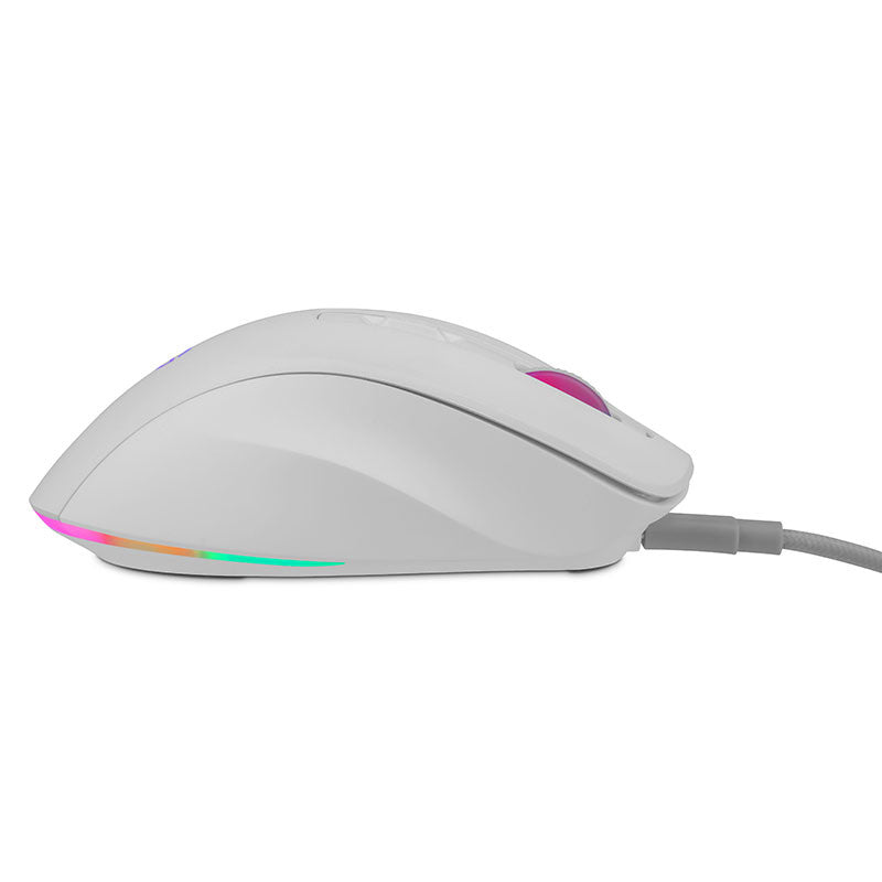 Mouse Gamer Getttech Inalambrico Cableado Blanco Rgb 6400 Dpi Ergonomico 1000Hz 7 Botones (GGM-RGBTR-01-WH)