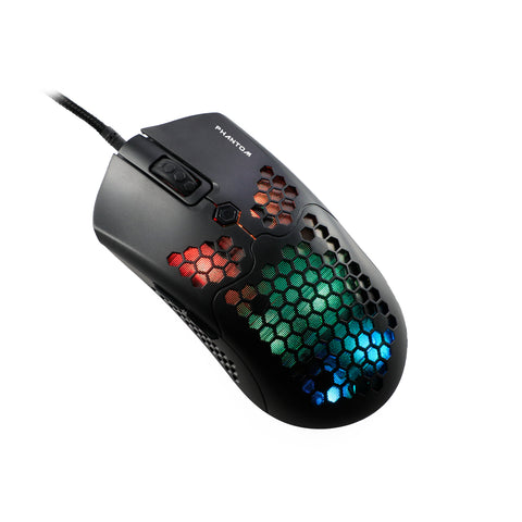 Mouse Gamer Naceb Technology Phantom, 6 Botones + Scroll, USB, 400-10000 DPI, Iluminación RGB, Sensor PAW3325, Cable Reforzado 1.8mts