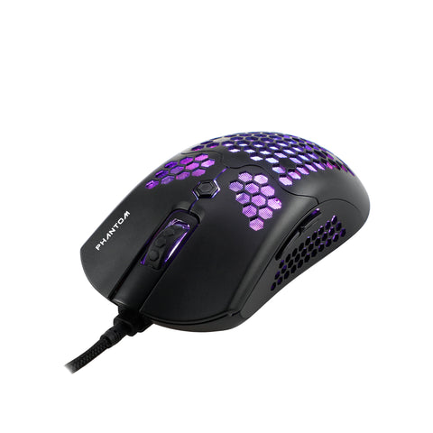 Mouse Gamer Naceb Technology Phantom, 6 Botones + Scroll, USB, 400-10000 DPI, Iluminación RGB, Sensor PAW3325, Cable Reforzado 1.8mts
