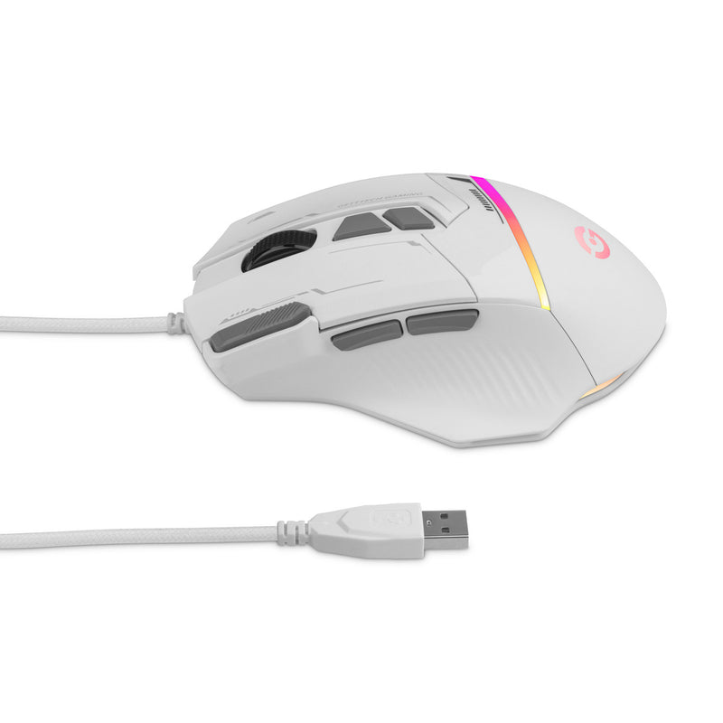 Mouse Getttech Gaming Ergonomico Blanco 7200 Dpi 3M Clics 125 Hz Rgb Gpm-Rgbwr-G1-Wh