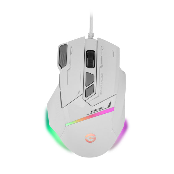 Mouse Getttech Gaming Ergonomico Blanco 7200 Dpi 3M Clics 125 Hz Rgb Gpm-Rgbwr-G1-Wh