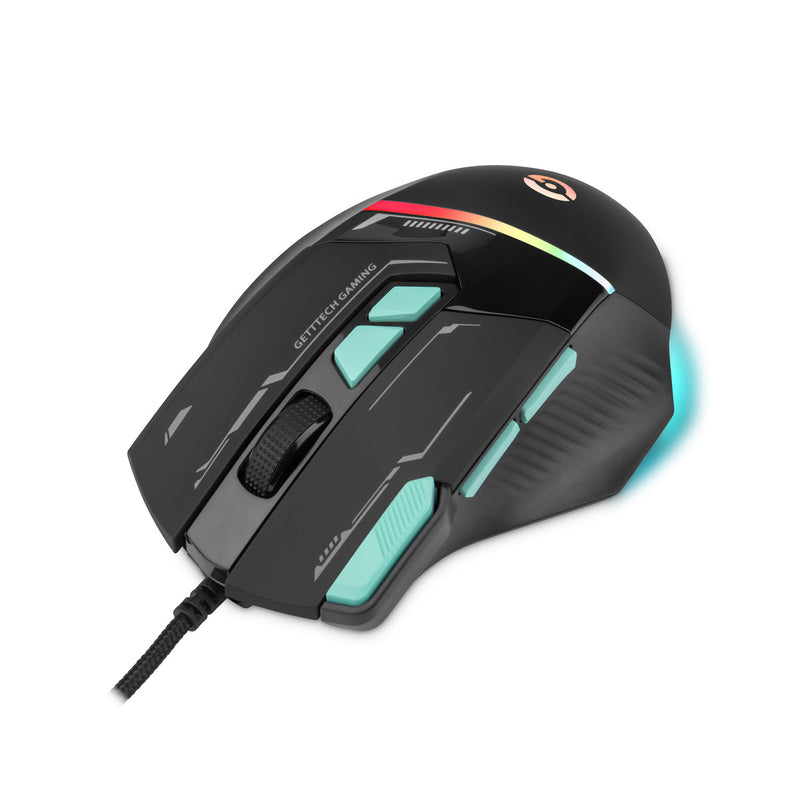 Mouse Getttech Gaming Ergonomico Negro 7200 Dpi 3M Clics 125 Hz Rgb Gpm-Rgbwr-G1-Bk