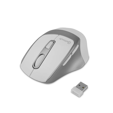 Mouse Getttech Inalambrico Ergonomico Blanco Modo Triple 2.4G+Bt+Cableado 6400 Dpi RGB GGM-STDBW-01-WH