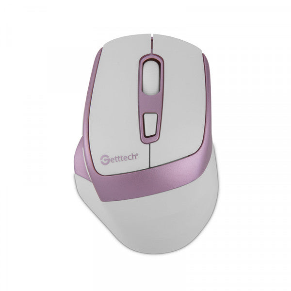 Mouse Getttech Inalambrico Silencioso Ergonomico Blanco Y Rosa 6 Botones 1600 Dpi 2.4G+Bt GGM-STDBW-01-PK