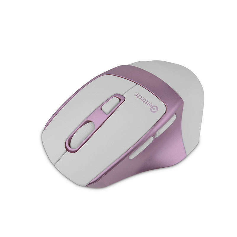 Mouse Getttech Inalambrico Silencioso Ergonomico Blanco Y Rosa 6 Botones 1600 Dpi 2.4G+Bt GGM-STDBW-01-PK