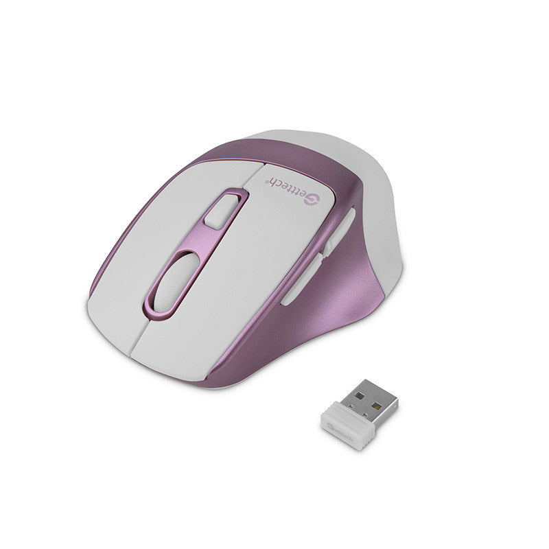 Mouse Getttech Inalambrico Silencioso Ergonomico Blanco Y Rosa 6 Botones 1600 Dpi 2.4G+Bt GGM-STDBW-01-PK