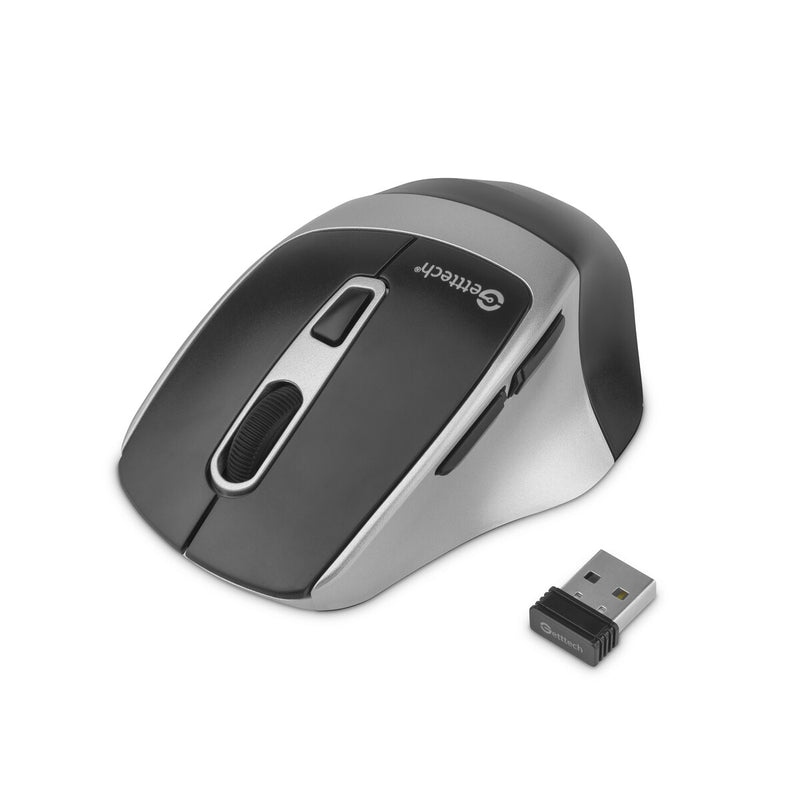 Mouse Getttech Inalambrico Silencioso Ergonomico Negro Y Plateado 6 Botones 1600 Dpi 2.4G+Bt Ggm-Stdbw-01-Sl