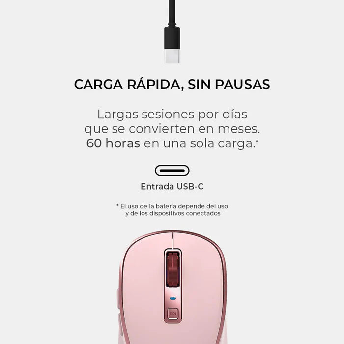 Mouse Inalambrico 2.4hz Optimize Trip Pro MI580 Advanced Series Conexión USB Dongle 2.4ghz, Conexión Bluetooth, 6 Botones + Scroll