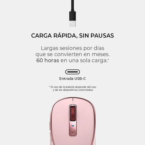 Mouse Inalambrico 2.4hz Optimize Trip Pro MI580 Advanced Series Conexión USB Dongle 2.4ghz, Conexión Bluetooth, 6 Botones + Scroll