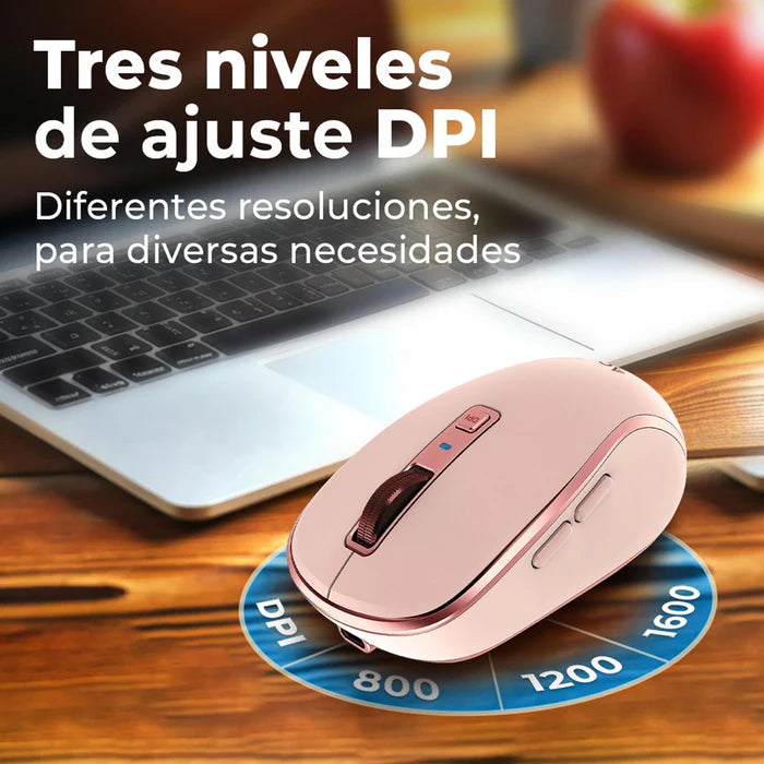 Mouse Inalambrico 2.4hz Optimize Trip Pro MI580 Advanced Series Conexión USB Dongle 2.4ghz, Conexión Bluetooth, 6 Botones + Scroll