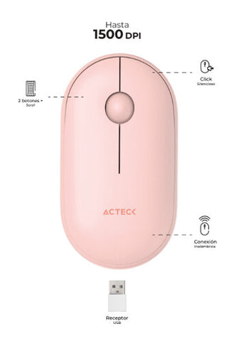 Mouse Inalambrico Acteck Optimize Edge Mi460 Rosa (Ac-934107)