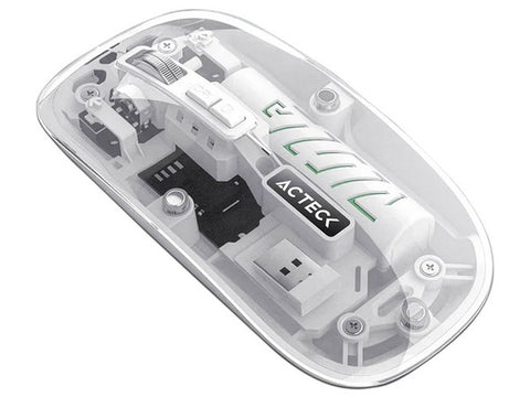 Mouse Inalámbrico Ultra Delgado Aero One MI455W Bluetooth 5.2 + 2.4Ghz Batería Recargable y Diseño Portátil Transparente