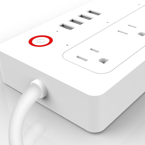 Multicontacto Inteligente Mirati 4 Sockets, 4 Usb Con Led Indicador - Wifi 2.4 Ghz, 100 - 240 V de 1800 W - Blanco