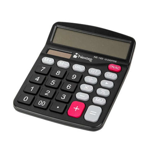 Calculadora Nextep, 12 Digitos, Semi Escritorio, Bateria Solar, Incluye Bateria Aa Medidas 15Cm X 12Cm Ne-183