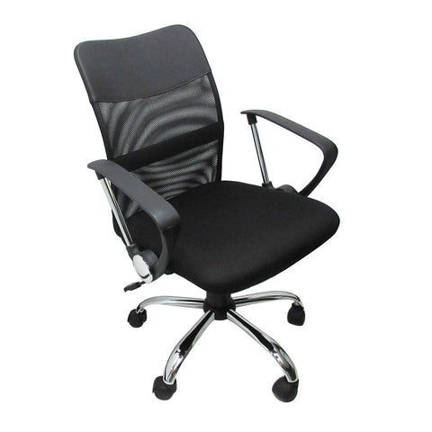 Silla Ejecutiva Nextep Ne-650E Altura Ajustable Y Reclinable Giratoria Y Cromada, Color Negro.