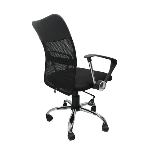 Silla Ejecutiva Nextep Ne-650E Altura Ajustable Y Reclinable Giratoria Y Cromada, Color Negro.