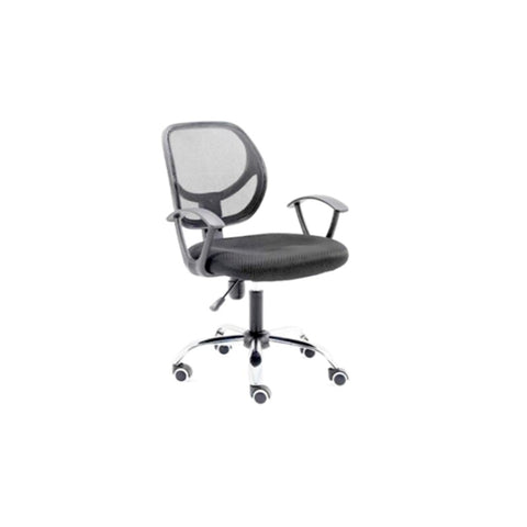 Silla Secretarial Nextep Ne-650S Altura Ajustable Y Reclinable Giratoria Y Cromada, Color Negro