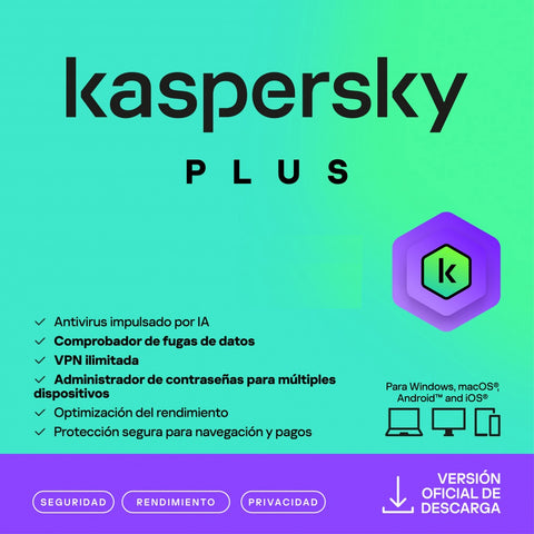 Kaspersky Plus 10 Dispositivos 5 Cuentas Kpm 1 Año - ESD