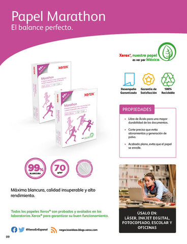 Papel Xerox Marathon Tamaño Carta 99% Blancura