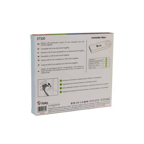 Paquete de 10 Memorias USB STYLOS de 16GB
