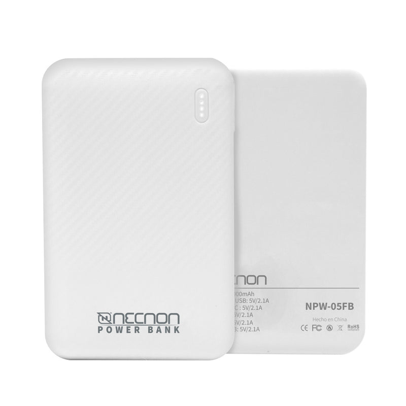 Powerbank Npw-05Fb 5000Mah Indicador Led Entrada Y Salida Tipo C Blanco