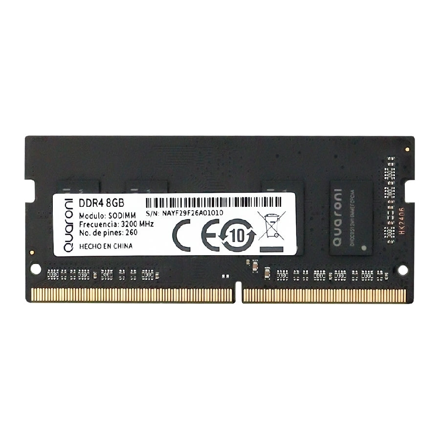Memoria RAM Quaroni DDR4 8GB SODIMM para Laptop a 3200 MHz - Dale Nueva Vida a tu Equipo - Rápida