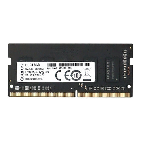 Memoria RAM Quaroni DDR4 8GB SODIMM para Laptop a 3200 MHz - Dale Nueva Vida a tu Equipo - Rápida