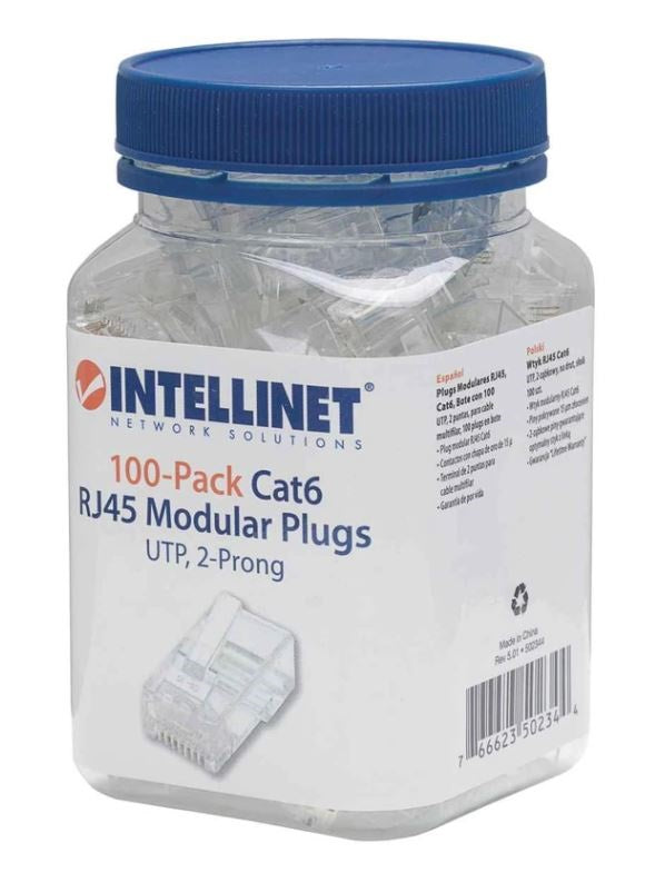 Plug Rj45 Cat6 Multifilar Utp Bote 100 Pzas Oro 15-Micras - 502344